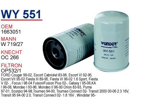 Wunder WY-551 Filtr oleju WY551: Dobra cena w Polsce na 2407.PL - Kup Teraz!