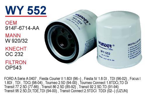 Wunder WY-552 Масляный фильтр WY552: Отличная цена - Купить в Польше на 2407.PL!