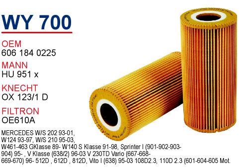Wunder WY-700 Oil Filter WY700: Buy near me in Poland at 2407.PL - Good price!