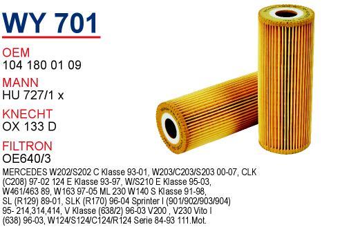 Wunder WY-701 Oil Filter WY701: Buy near me in Poland at 2407.PL - Good price!