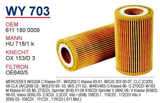 Wunder WY-703 Oil Filter WY703: Buy near me in Poland at 2407.PL - Good price!