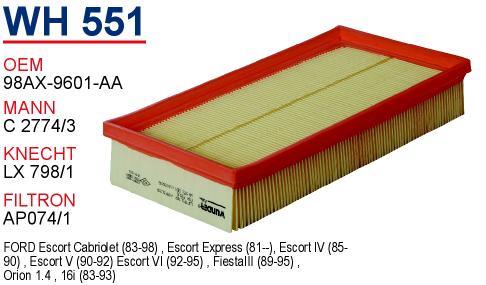 Wunder WH-551 Air filter WH551: Buy near me in Poland at 2407.PL - Good price!