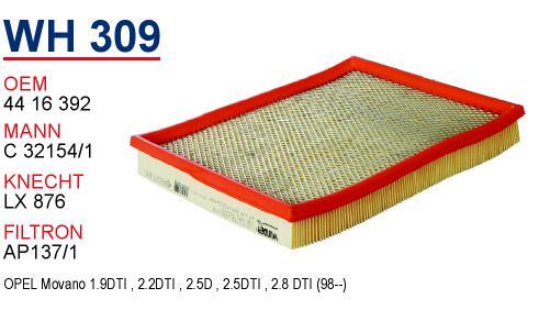 Wunder WH-309 Air filter WH309: Buy near me in Poland at 2407.PL - Good price!