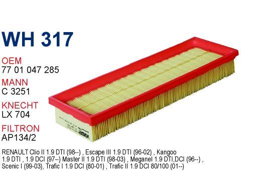 Wunder WH-317 Air filter WH317: Buy near me in Poland at 2407.PL - Good price!