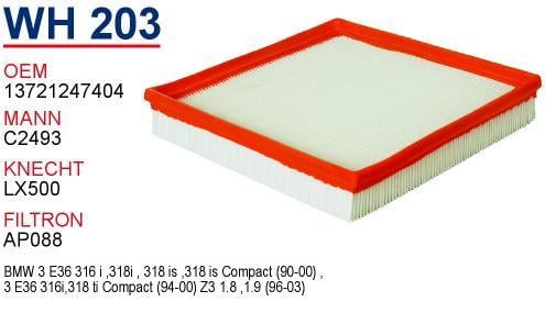Wunder WH-203 Air filter WH203: Buy near me at 2407.PL in Poland at an Affordable price!