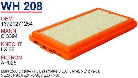 Wunder WH-208 Air filter WH208: Buy near me in Poland at 2407.PL - Good price!