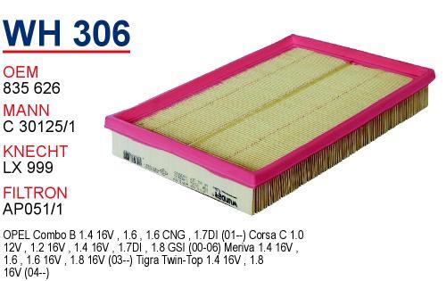 Wunder WH-306 Air filter WH306: Buy near me in Poland at 2407.PL - Good price!