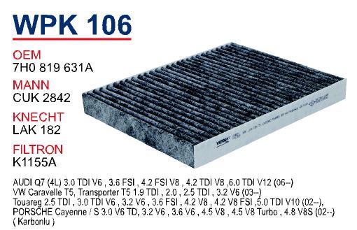 Wunder WPK-106 Activated Carbon Cabin Filter WPK106: Buy near me in Poland at 2407.PL - Good price!