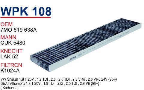 Wunder WPK-108 Activated Carbon Cabin Filter WPK108: Buy near me in Poland at 2407.PL - Good price!