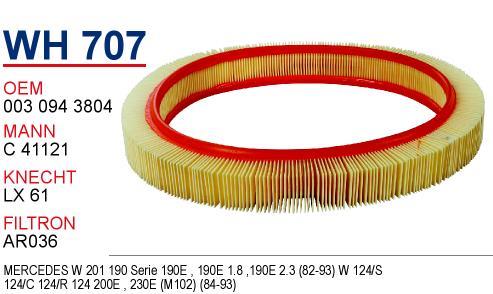 Wunder WH-707 Air filter WH707: Buy near me in Poland at 2407.PL - Good price!