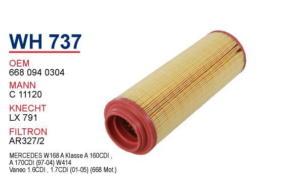 Wunder WH-737 Air filter WH737: Buy near me in Poland at 2407.PL - Good price!