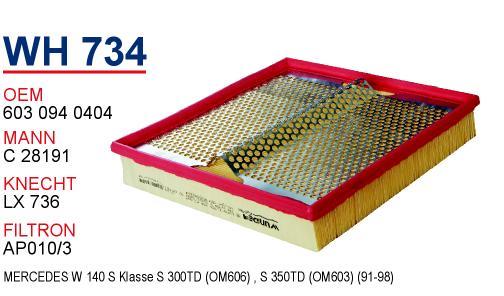 Wunder WH-734 Air filter WH734: Buy near me in Poland at 2407.PL - Good price!