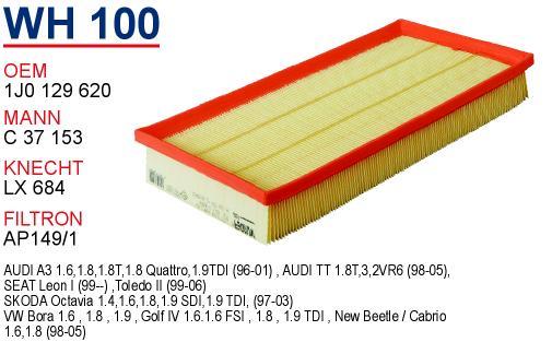 Wunder WH-100 Air filter WH100: Buy near me in Poland at 2407.PL - Good price!