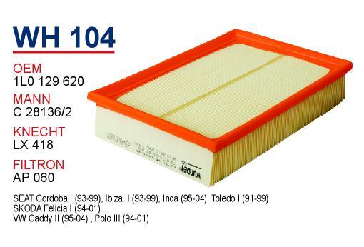 Wunder WH-104 Air filter WH104: Buy near me in Poland at 2407.PL - Good price!