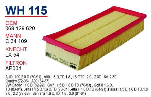 Wunder WH-115 Air filter WH115: Buy near me in Poland at 2407.PL - Good price!