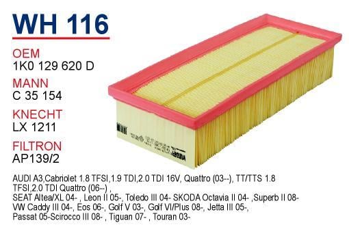 Wunder WH-116 Air filter WH116: Buy near me in Poland at 2407.PL - Good price!