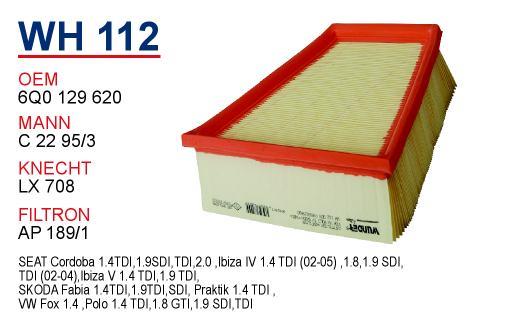 Wunder WH-112 Air filter WH112: Buy near me in Poland at 2407.PL - Good price!