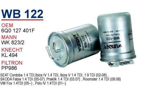 Wunder WB122 Fuel filter WB122: Buy near me in Poland at 2407.PL - Good price!