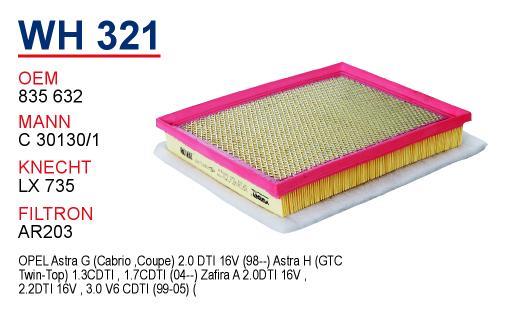 Wunder WH321 Air filter WH321: Buy near me in Poland at 2407.PL - Good price!
