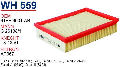 Wunder WH559 Air filter WH559: Buy near me in Poland at 2407.PL - Good price!