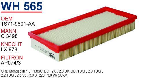 Wunder WH565 Air filter WH565: Buy near me in Poland at 2407.PL - Good price!