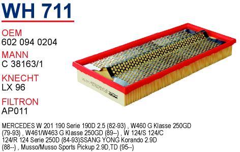 Wunder WH711 Air filter WH711: Buy near me in Poland at 2407.PL - Good price!