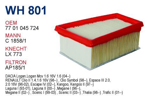 Wunder WH801 Air filter WH801: Buy near me in Poland at 2407.PL - Good price!