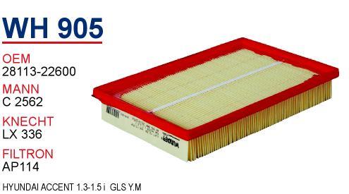 Wunder WH905 Air filter WH905: Buy near me in Poland at 2407.PL - Good price!