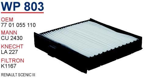 Wunder WP803 Filter, interior air WP803: Buy near me at 2407.PL in Poland at an Affordable price!