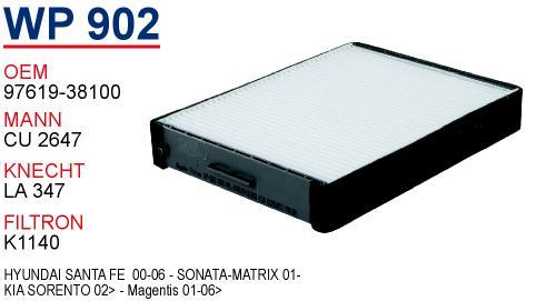 Wunder WP902 Filter, interior air WP902: Buy near me in Poland at 2407.PL - Good price!