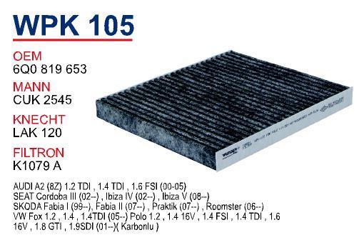 Wunder WPK105 Activated Carbon Cabin Filter WPK105: Buy near me in Poland at 2407.PL - Good price!