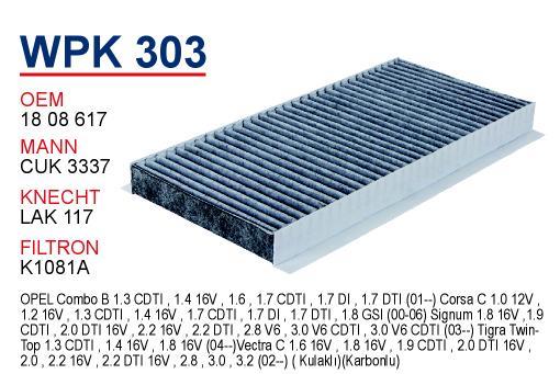Wunder WPK303 Activated Carbon Cabin Filter WPK303: Buy near me in Poland at 2407.PL - Good price!