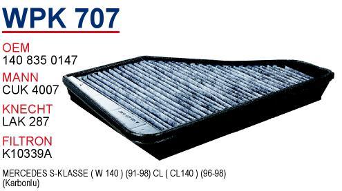 Wunder WPK707 Filtr kabinowy z węglem aktywnym WPK707: Dobra cena w Polsce na 2407.PL - Kup Teraz!