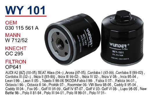 Wunder WY101 Масляный фильтр WY101: Отличная цена - Купить в Польше на 2407.PL!