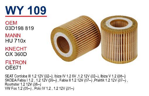 Wunder WY109 Oil Filter WY109: Buy near me in Poland at 2407.PL - Good price!
