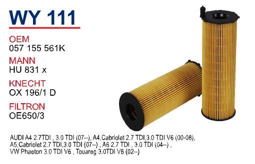 Wunder WY111 Oil Filter WY111: Buy near me in Poland at 2407.PL - Good price!