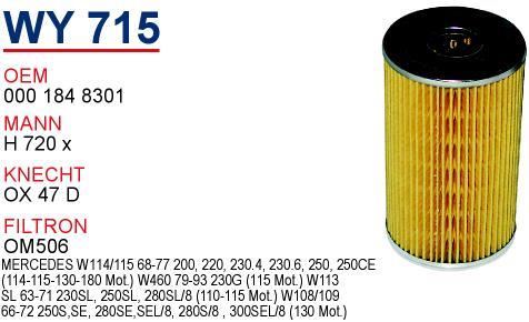 Wunder WY715 Масляный фильтр WY715: Отличная цена - Купить в Польше на 2407.PL!