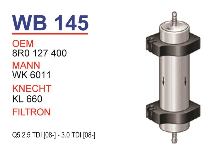 Wunder WB 145 Fuel filter WB145: Buy near me in Poland at 2407.PL - Good price!