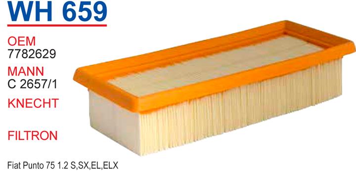 Wunder WH 659 Air filter WH659: Buy near me in Poland at 2407.PL - Good price!