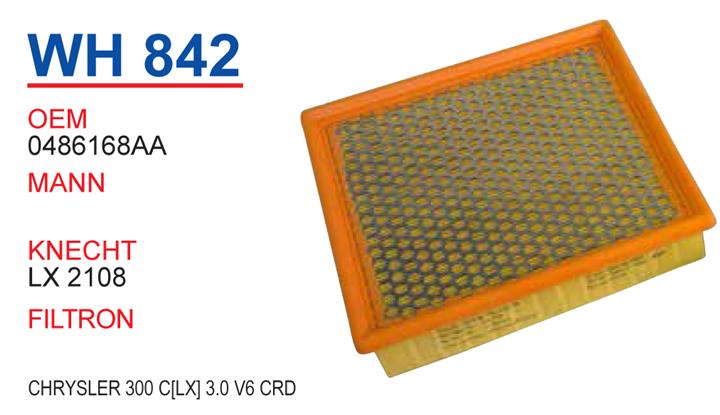 Wunder WH 842 Air filter WH842: Buy near me in Poland at 2407.PL - Good price!