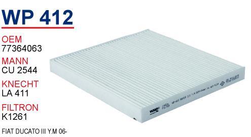 Wunder WP-412 Filter, interior air WP412: Buy near me at 2407.PL in Poland at an Affordable price!