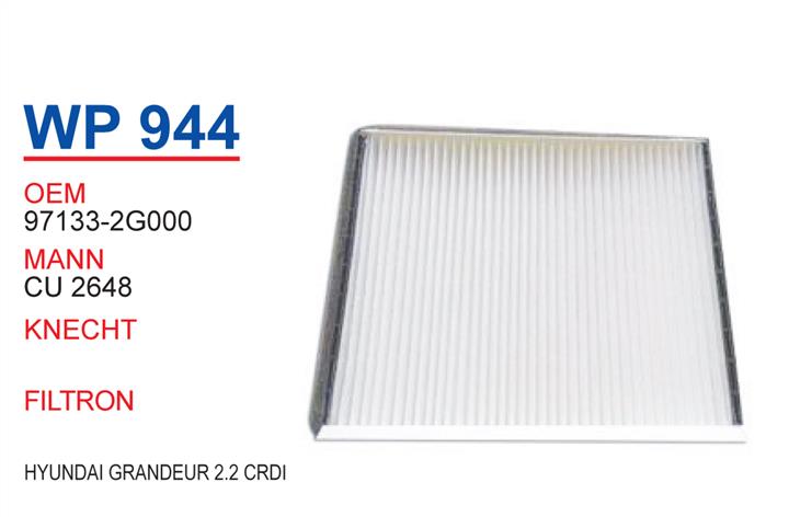 Wunder WP 944 Filter, Innenraumluft WP944: Kaufen Sie zu einem guten Preis in Polen bei 2407.PL!