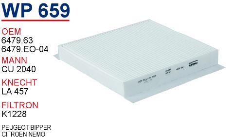 Wunder WPK-659 Activated Carbon Cabin Filter WPK659: Buy near me in Poland at 2407.PL - Good price!