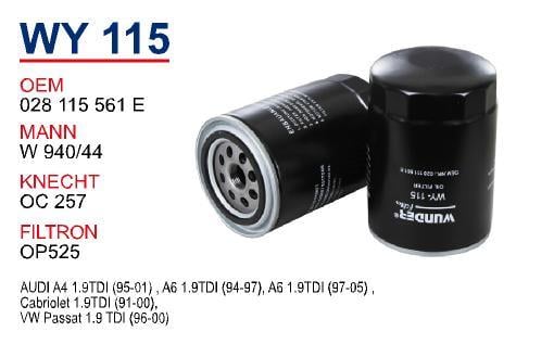 Wunder WY-115 Oil Filter WY115: Buy near me in Poland at 2407.PL - Good price!
