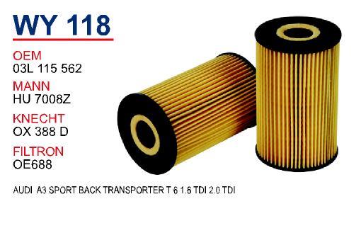 Wunder WY-118 Oil Filter WY118: Buy near me in Poland at 2407.PL - Good price!