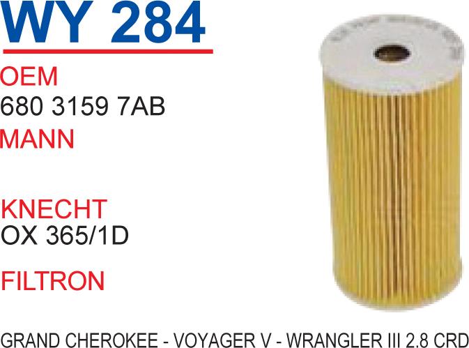 Wunder WY 284 Oil Filter WY284: Buy near me in Poland at 2407.PL - Good price!