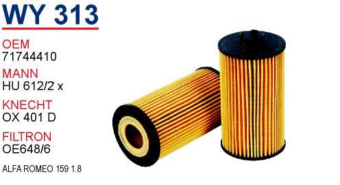 Wunder WY-313 Oil Filter WY313: Buy near me in Poland at 2407.PL - Good price!
