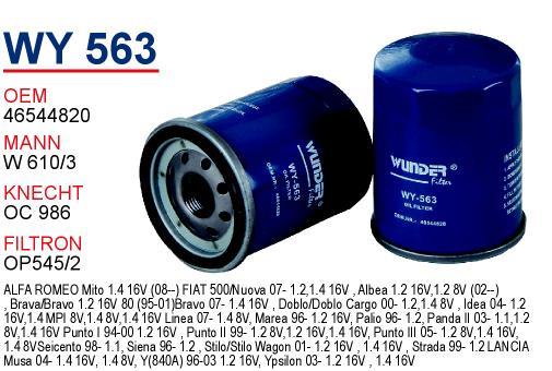 Wunder WY 563 Oil Filter WY563: Buy near me in Poland at 2407.PL - Good price!