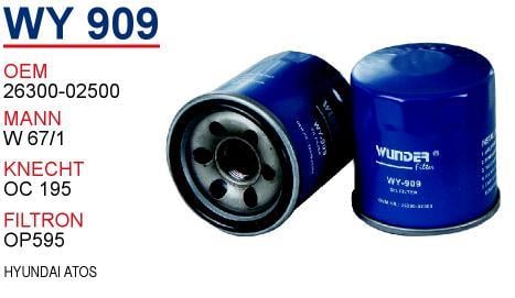 Wunder WY-909 Oil Filter WY909: Buy near me in Poland at 2407.PL - Good price!