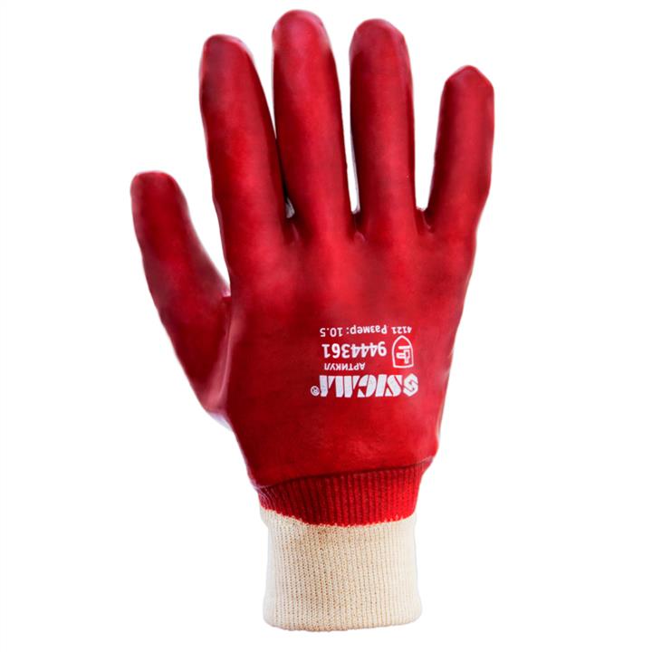 Rękawiczki dziane z powłoką PVC (czerwone, z mankietem) Sigma 9444361